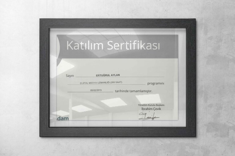 Web ve Grafik Tasarım Eğitimi sertifikası